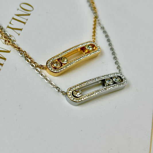 Penny Rolling Zircon Pendant Necklace