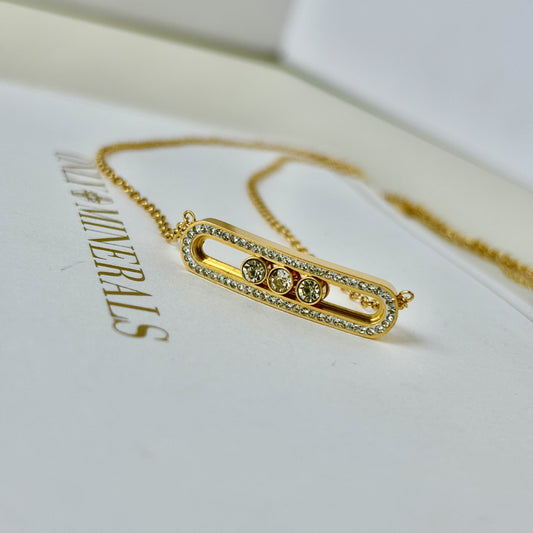 Penny Rolling Zircon Pendant Necklace