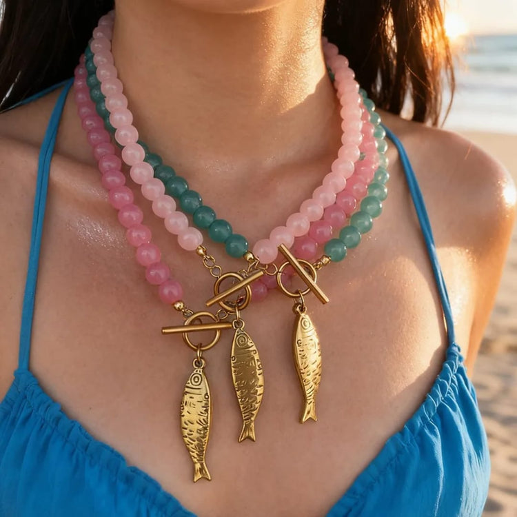Ella Chunky Beaded Gold Necklace