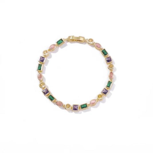 Zarah Multicolored Gold Filled Tennis Bracelet