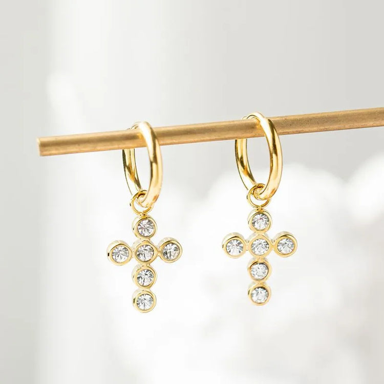 Enara Cross Diamond Earrings