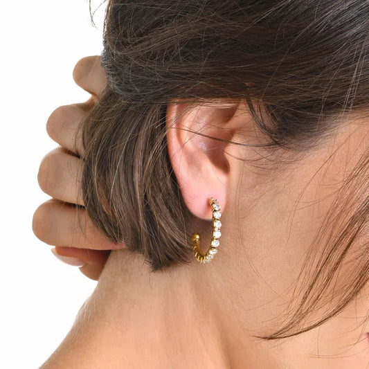 Roselle 1-inch Hoop Cubic Zirconia Earrings - Non Tarnish Hypoallergenic