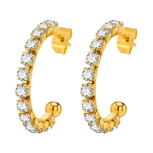 Roselle 1-inch Hoop Cubic Zirconia Earrings - Non Tarnish Hypoallergenic