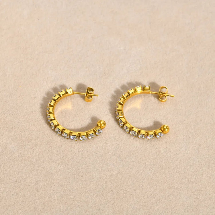 Roselle 1-inch Hoop Cubic Zirconia Earrings - Non Tarnish Hypoallergenic