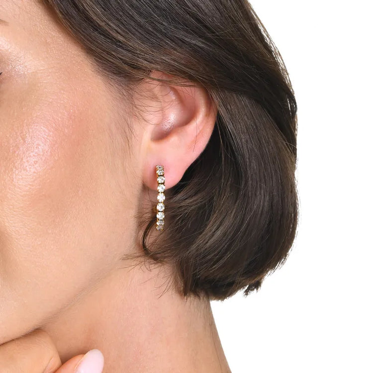 Roselle 1-inch Hoop Cubic Zirconia Earrings - Non Tarnish Hypoallergenic