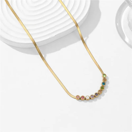 Isolde Gold Snake Chain Multi-Colored Stones Necklace