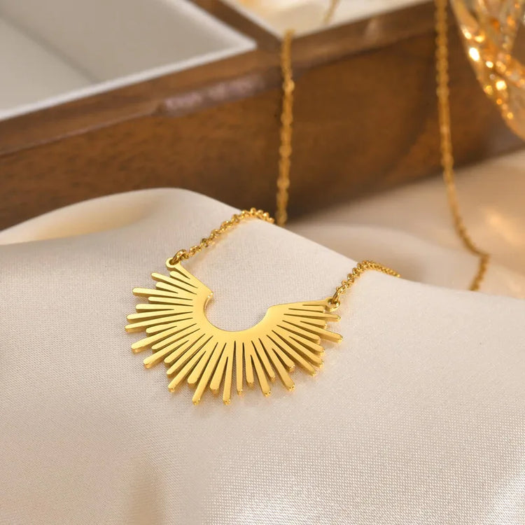 Aura Rays Pendant Gold Necklace