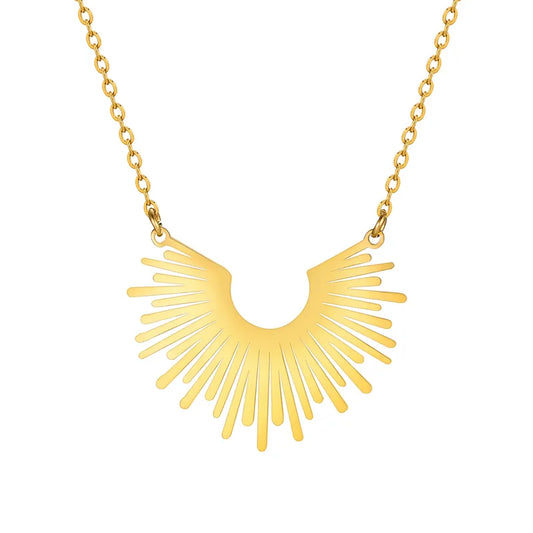 Aura Rays Pendant Gold Necklace