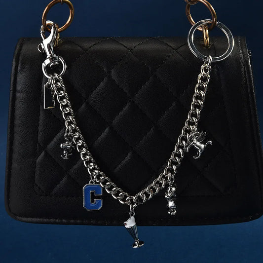 Cleo Platinum Wine Glass Silver Bag Chain Charm