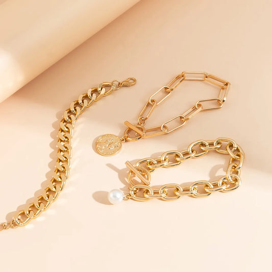 Zarae 3PC Chunky Pearl Bracelet