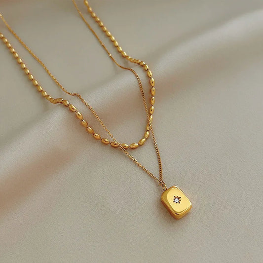 Lumina 2PC Stacked Gold Necklace - Non-Tarnish Hypoallergenic