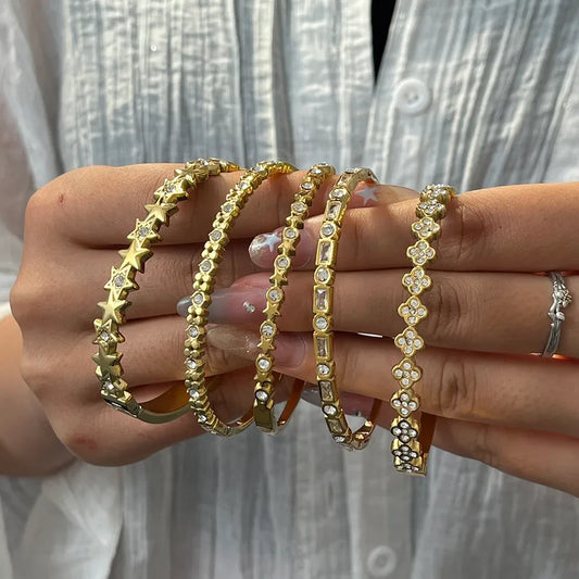 Endless Bloom Floral Bangle Gold Bracelet