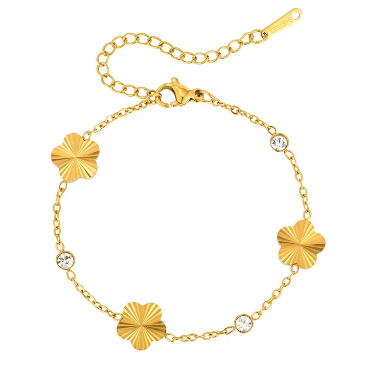 Isla Diamond and Floral Charm Gold Bracelet