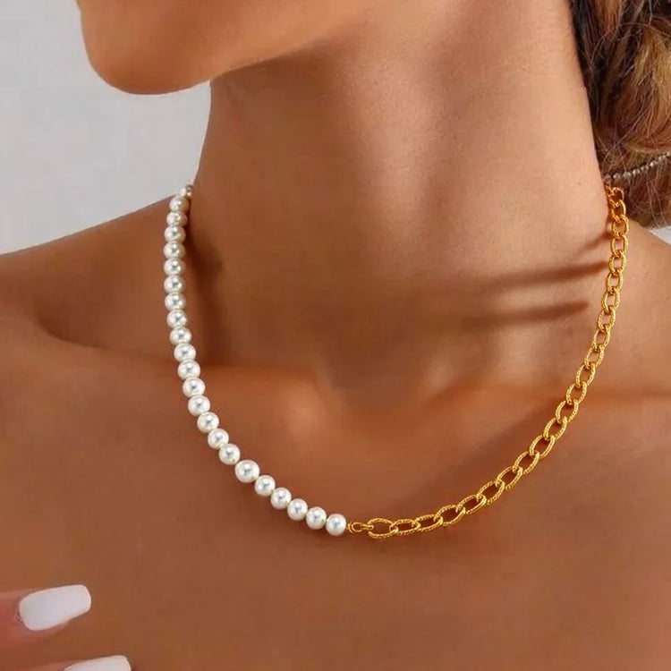 Pure Allure Fresh Water Pearl Chained Necklace