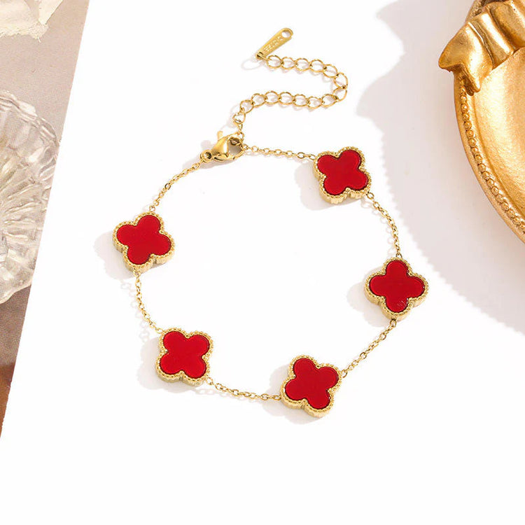 Red Gold Clover Bracelet