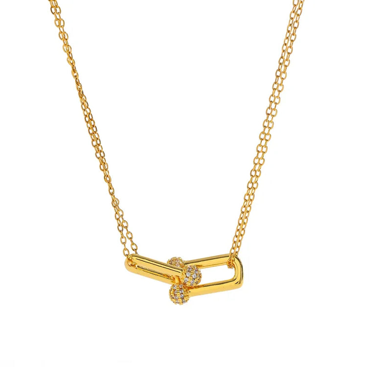 Eternal Link Rhinestones Chain Gold Necklace