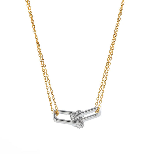Eternal Link Rhinestones Chain Gold Necklace
