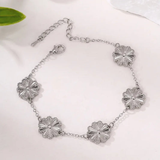 Evolet Floral Bracelet Charm - Non-Tarnish Stainless Steel