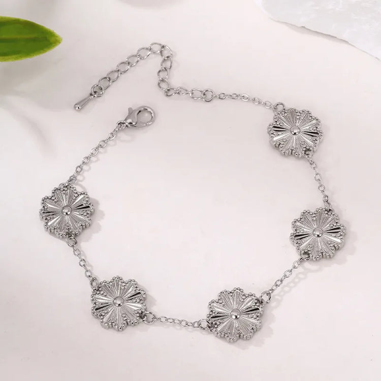 Evolet Floral Bracelet Charm - Non-Tarnish Stainless Steel
