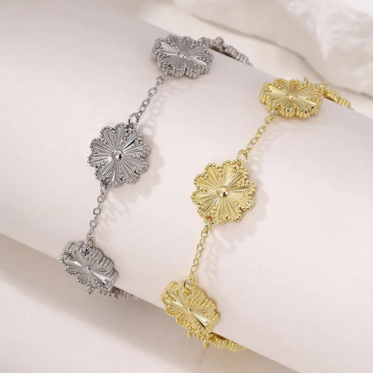 Evolet Floral Bracelet Charm - Non-Tarnish Stainless Steel