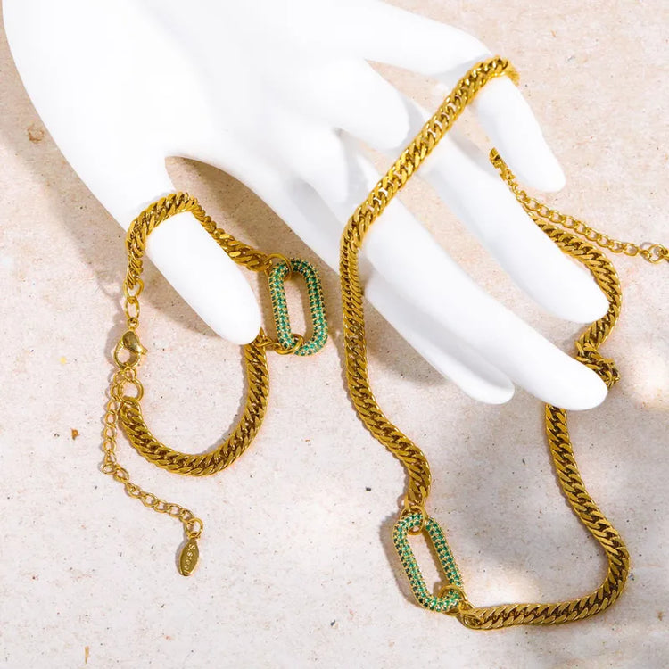 Solara Round Pendant Gold Chain Bracelet
