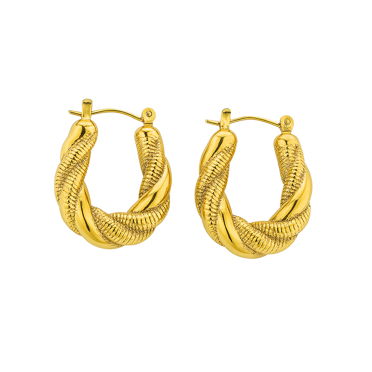 Aurie Oval Twist Gold Plated Stainless Steel Earrings
