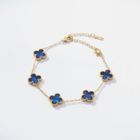 Ombre Blue Clover Gold Bracelet Non Tarnish