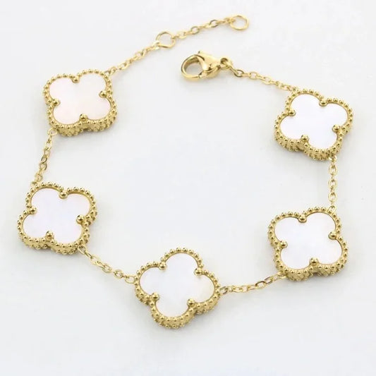 Mother of Pearl Gold Clover Bracelet