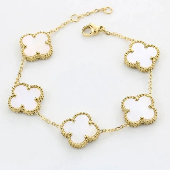 Mother of Pearl Gold Clover Bracelet