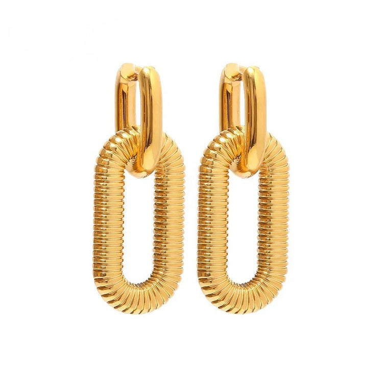 Cyra Oval Drop Gold Earrings Non-Tarnish Stainless Steel