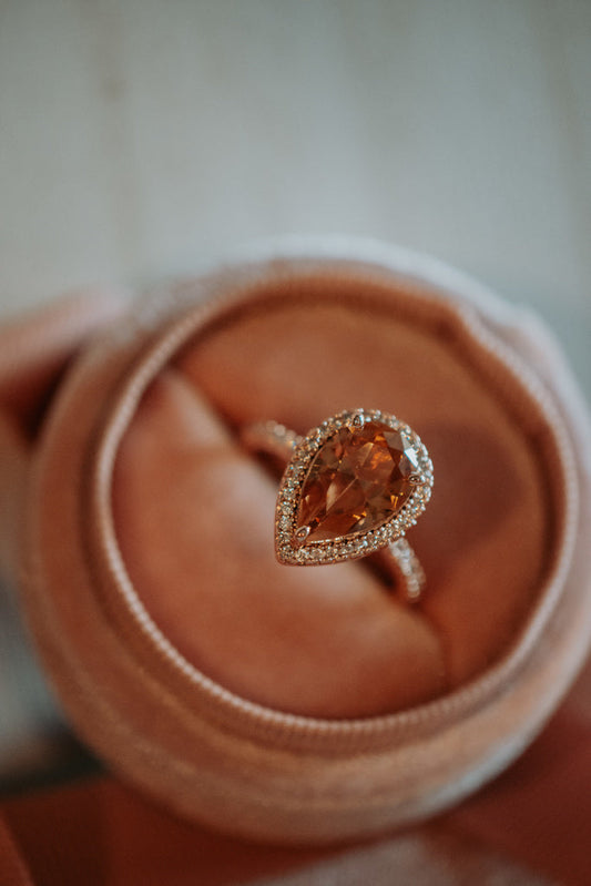 Tess Champagne Pear Stone Rose Gold Ring