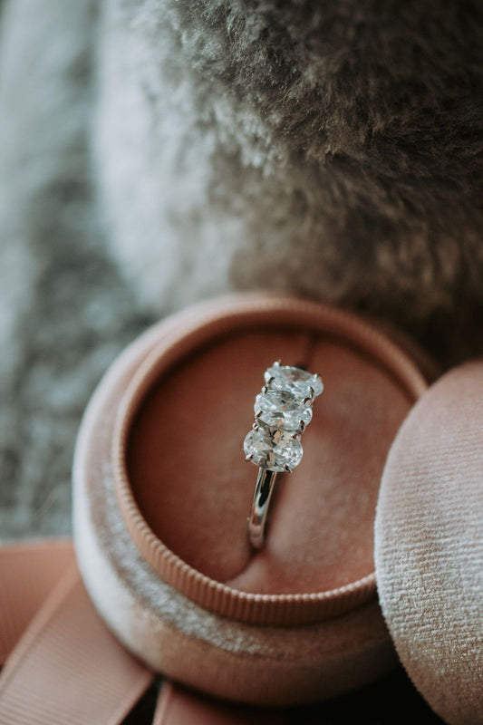 Forever Yours 3-Stone Cubic Zirconia Sterling Silver Ring Rhodium Plating