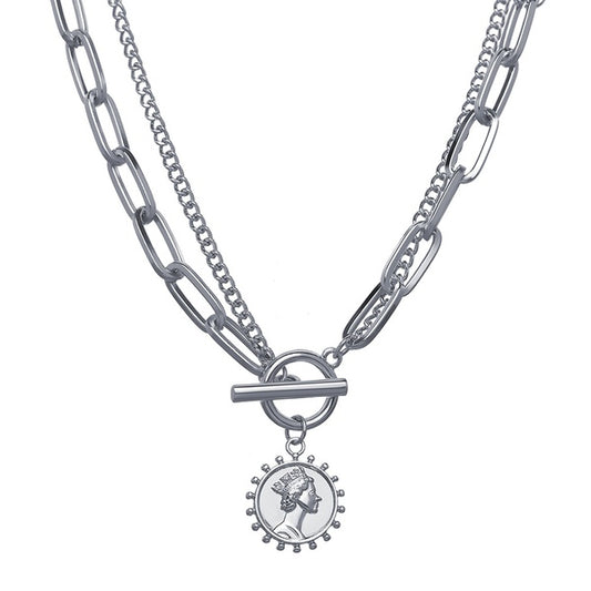 Victoria Silver Layered Toggle Necklace