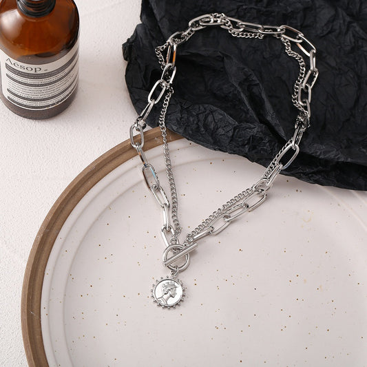 Victoria Silver Layered Toggle Necklace