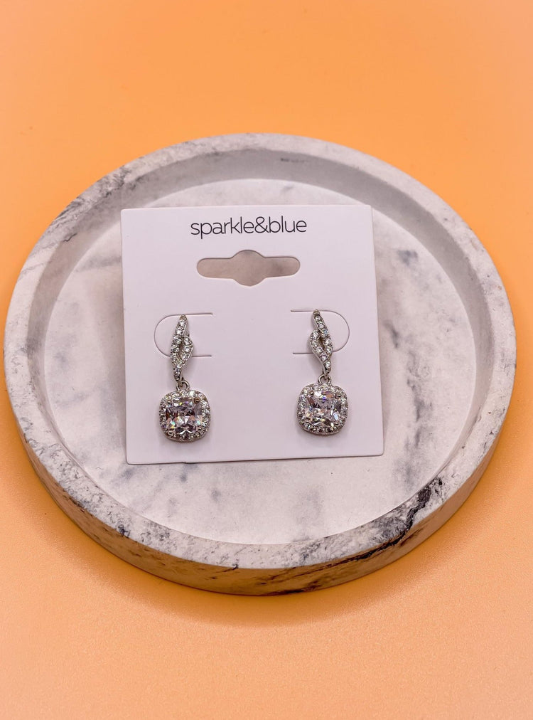 Cece Cushion Drop Cubic Zirconia Sterling Silver Post