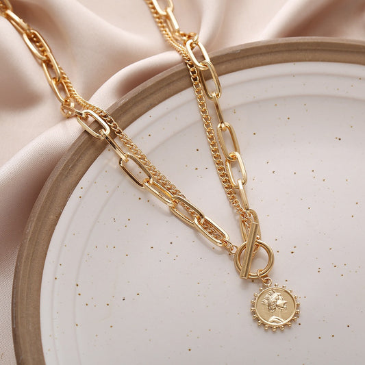 Victoria Gold Layered Toggle Necklace