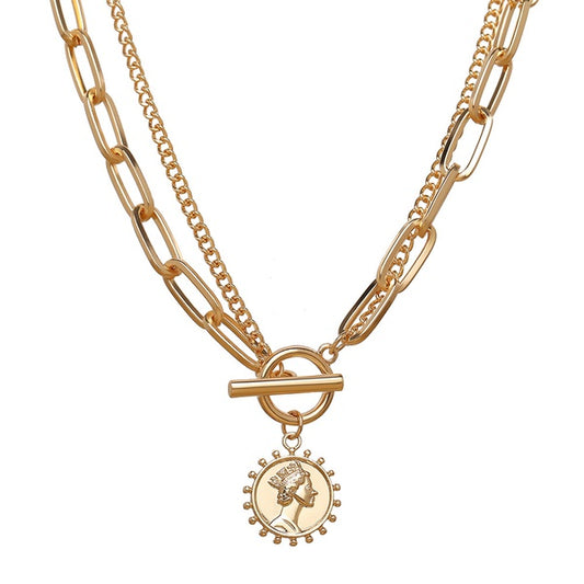 Victoria Gold Layered Toggle Necklace