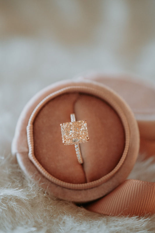 Fall In Love Champagne Emerald Stone Rose Gold Ring