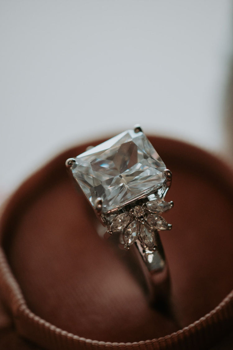 The Lucky One Emerald Cut Cubic Zirconia Sterling Silver Ring