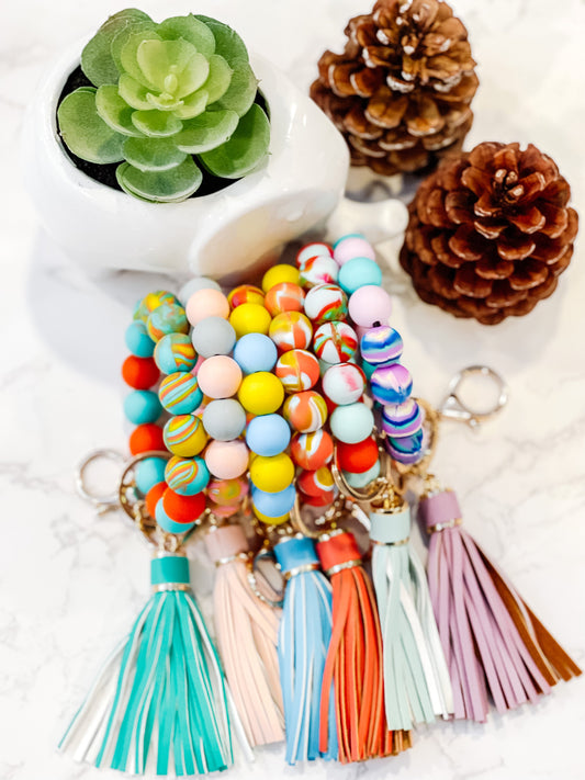 Silicone Beads Keychain in Candy Colors