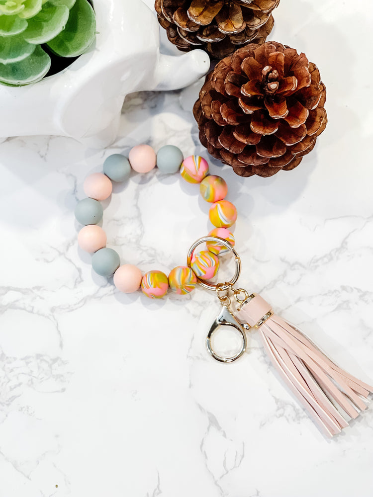 Silicone Beads Keychain in Candy Colors