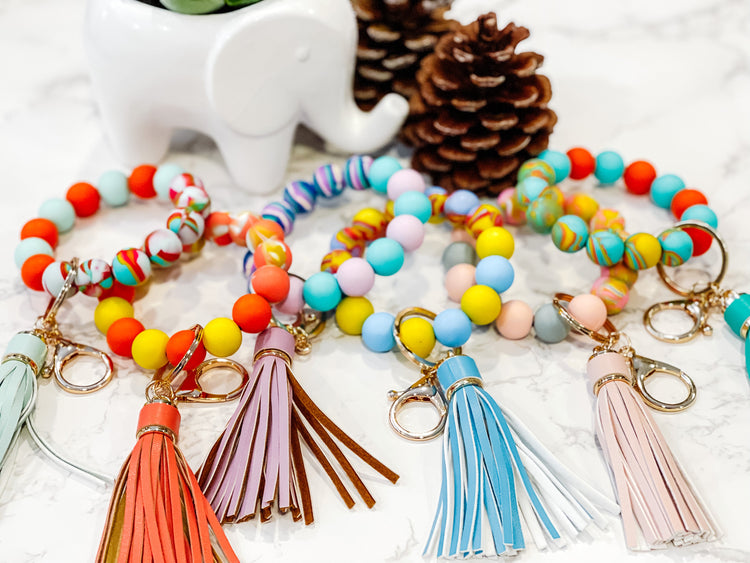 Silicone Beads Keychain in Candy Colors