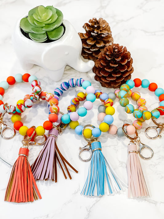 Silicone Beads Keychain in Candy Colors