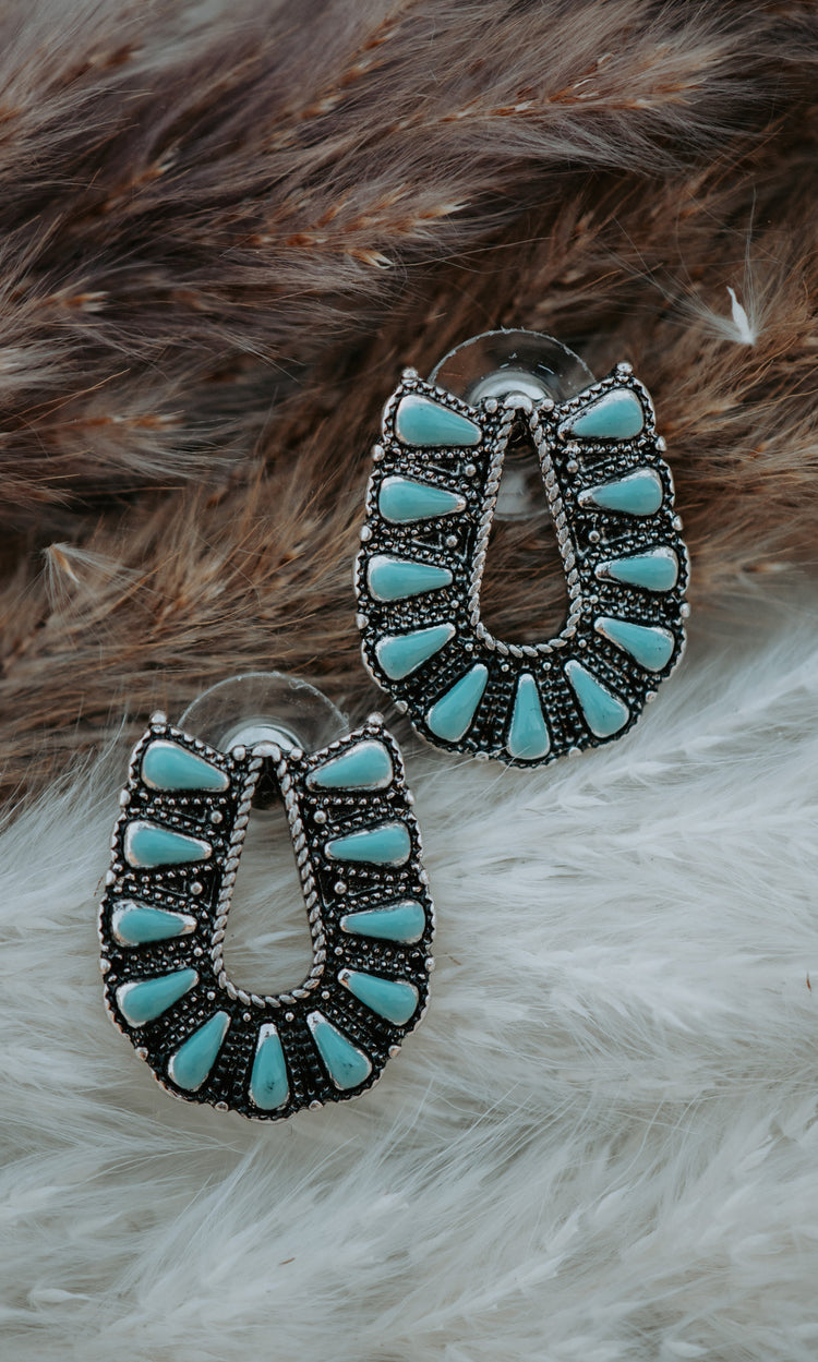 Blue Turquoise Stud Earrings