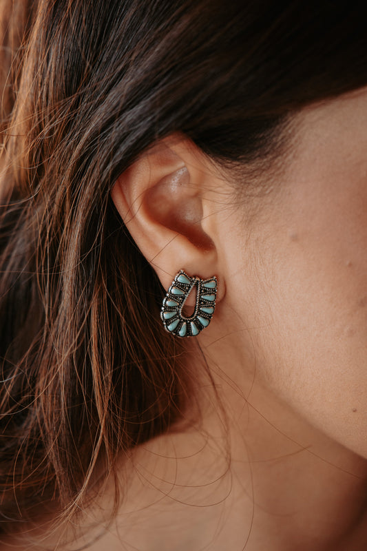 Blue Turquoise Stud Earrings