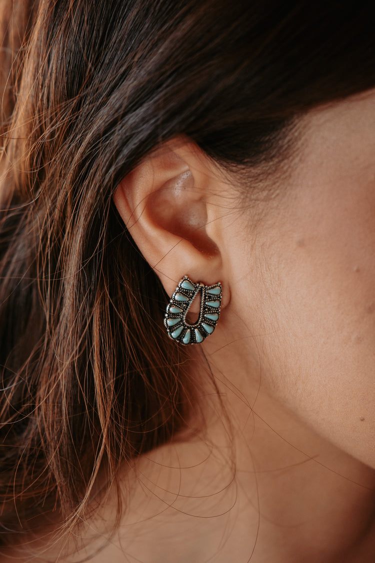 Blue Turquoise Stud Earrings