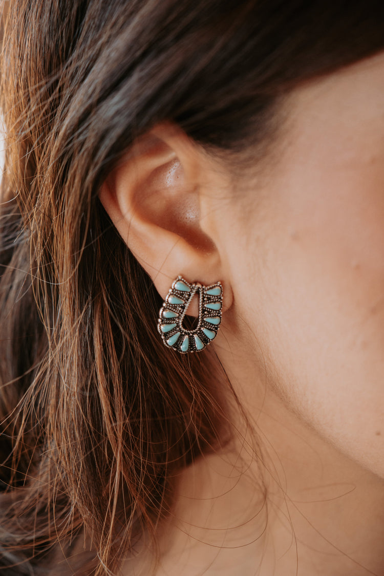 Blue Turquoise Stud Earrings