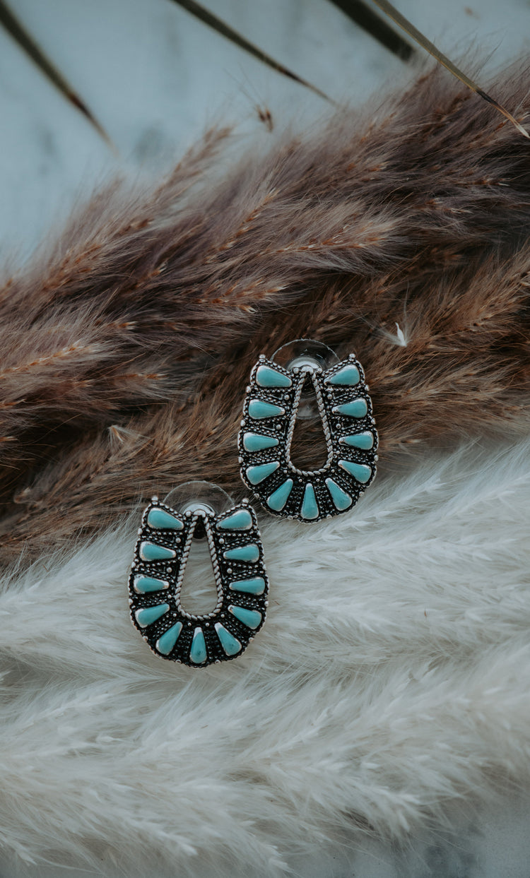 Blue Turquoise Stud Earrings