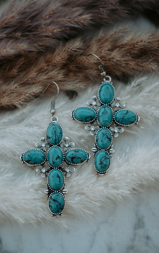 Turquoise Cross Earrings