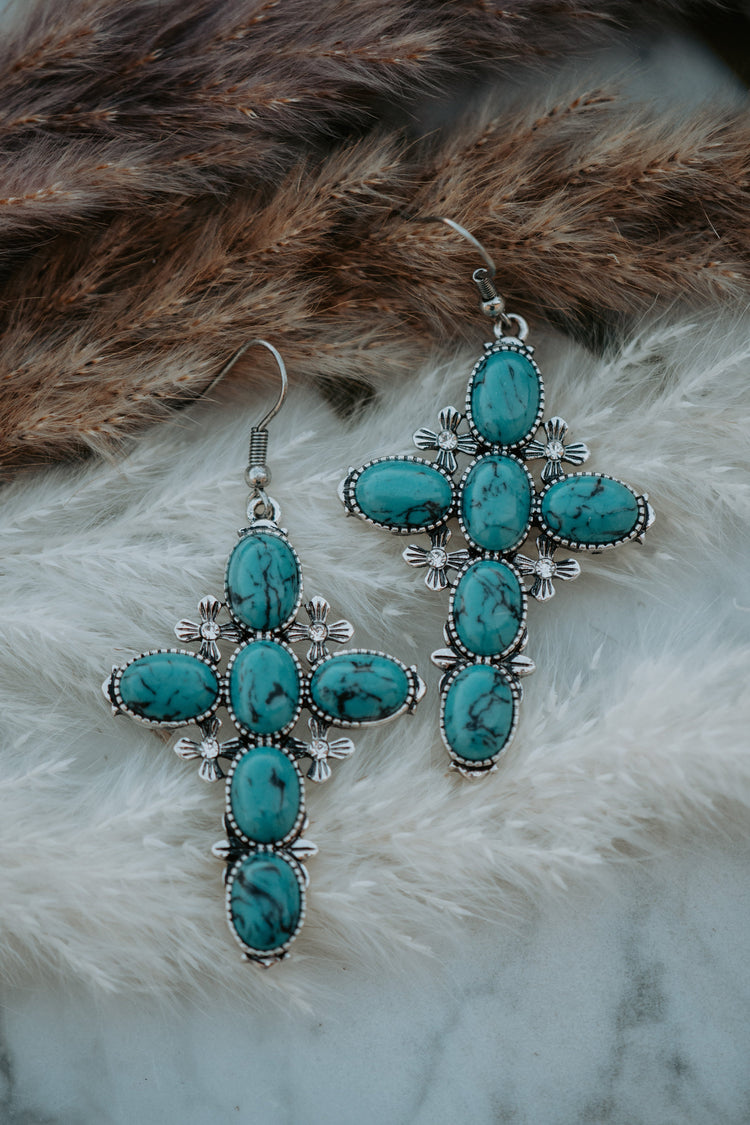 Turquoise Cross Earrings